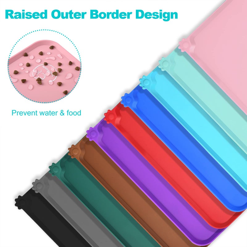 Juqiboom Silicone Waterproof Dog Cat Pet Feeding Mats, Non Slip, Easy Clean Pet Dog Cat Bowl Mats Placemat (24" x 16") Pink - Image 4